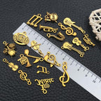 WOCRAFT 60pcs Antique Gold Music Bracelet Charms for Jewelry Making Sets DIY Necklace Bracelet Keychain Crafting Charms Kit Craft Supplies (SN894) - color: Antique Gold, size: Music Charms