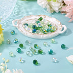 Beadthoven 50pcs Green Teardrop Glass Beads Faceted Crystal Beads for Jewelry Making Suncatcher Prism Hanging Pendants Top Drilled Water Drop Briolette Spacers for DIY Necklace Bracelet Earring Crafts - color: Green