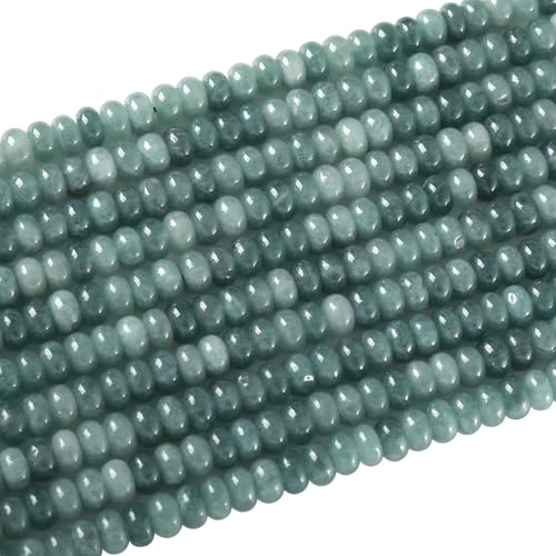 76pcs 5x8mm Natural Stone Dark Burmese Jade Rondelle Spacer Loose Beads Abacus Disk Stone Round Loose Gemstone Beads for Jewelry Making DIY Bracelet Necklace - color: Dark Burmese jade Stone