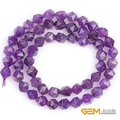 GEM-Inside Natural 6mm Amethyst Gemstone Loose Beads Faceted Purple Square Cambay Crystal Energy Stone Power for Jewelry Making 15" - color: Amethyst, size: 6mm