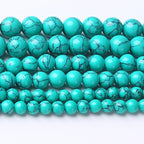60PCS 6MM Turquoise Stone Beads Natural Gemstone Bead Crystal Healing Energy Jewelry Making DIY 15 inches - color: Turquoise, size: 6mm
