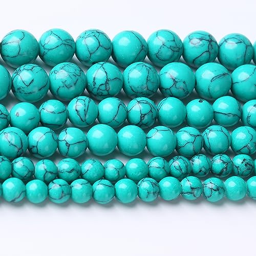 46PCS 8MM Turquoise Stone Beads Natural Gemstone Bead Crystal Healing Energy Jewelry Making DIY 15 inches - color: Turquoise, size: 8mm
