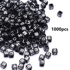 1000Pcs Black Acrylic Square Letter Beads White Cube Alphabet Beads White Letter A-Z Mixed Plastic Loose Beads for Jewelry Making Friendship Bracelets Key Chains Necklaces(6mm) - color: black-white(6mm)