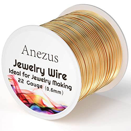 22 Gauge Jewelry Wire, Anezus Craft Wire Tarnish Resistant Copper Beading Wire for Jewelry Making Supplies and Crafting (KC Gold, 49 Yards/45 Meters) - color: KC Gold
