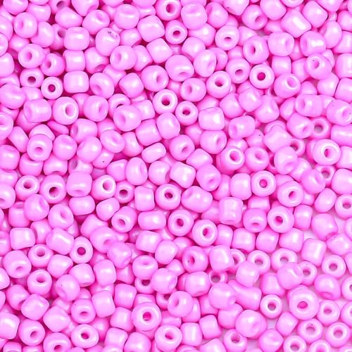 2000pcs Glass Seed Beads Bulk, 4mm 6/0 Mini Pony Spacer Small Individual Color Seed Beads for DIY Bracelet Necklaces Wrist Jewelry Making, Pink - color: Pink