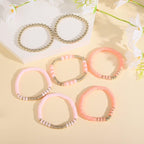 Pingyongchang Heishi Gold Beaded Bracelets Set for Women Men Bohemian Polymer Clay Colorful Surfer Vinyl Disc Stretch Layering Stackable Friendship Boho Bracelet Summer Beach Jewelry Gifts - color: Pink