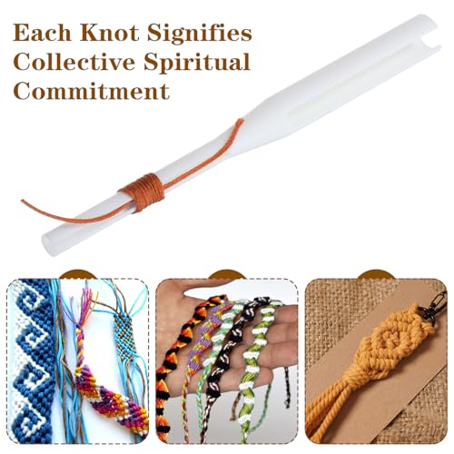 KFHENSOMR Rosary Cord Knotting Tool Dual-Head Twine Knotting Tool Rosary Making Supplies Cord Tying Kit Knot Tying Tools for Beads for Beads Making White ABS (2-Pack)