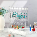 BBTO Earring Hangers Holder Organizer Clear Acrylic Rack Jewelry Display Stand with Mini Hangers Christmas Women Gift for Earrings Necklace Ring Bracelet Jewelry(Transparent)