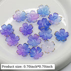50Pcs Cherry Blossom Acrylic Flower Beads, Mini Floral Spacer Beads for Jewelry Making 5-Petal Gradient Flower Bead Gold-Plated Flowers Bead Charms for Bracelets (Blue-Violet Gradient) - color: Blue-Violet Gradient