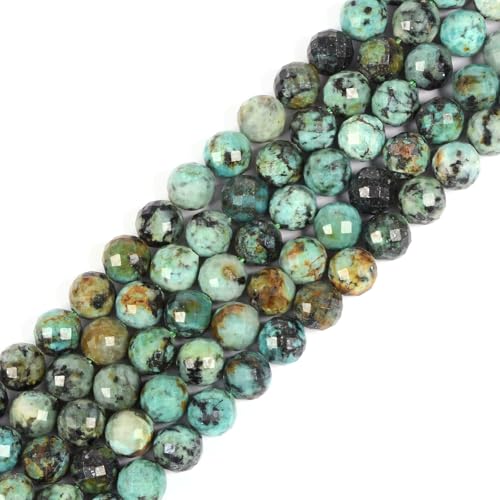 6mm African Turquoise Faceted Gemstone Round Loose Beads Strand 15.5-16" DIY Jewelry Making - color: African Turquoise
