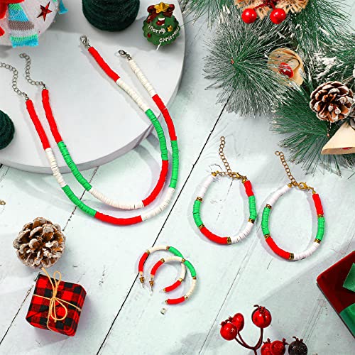 Batiyeer 3000 Pcs Christmas Fall Halloween Clay Beads Set 6 mm Patriotic 4th of July Spacer Beads Winter Polymer Clay Bead for Necklace Earring Bracelet Making(Red, Green, White) - color: Red, Green, White