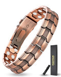 Copper Bracelet for Men, 2X Strength 99.99% Pure Copper Magnetic Bracelet with Magnets, Butterfly Clasp Design, Adjustable Length with Sizing Tool - color: Copper