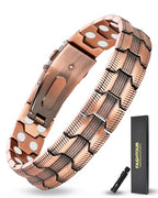 Copper Bracelet for Men, 2X Strength 99.99% Pure Copper Magnetic Bracelet with Magnets, Butterfly Clasp Design, Adjustable Length with Sizing Tool - color: Copper
