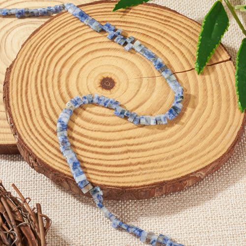 1Strand 2 Hole Natural Blue Spot Jasper Beads Natural Stone Tila Beads Gemstone Connector Beads for DIY Multi-Strand Necklace Bracelet Jewelry Making - color: Natural Blue Spot Jasper