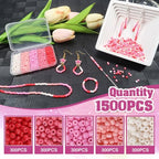 TOAOB 1500pcs 3mm Pink Colors Opaque Seed Beads Kit Glass Round Small Spacer Beads with Beading Pin for DIY Beading Weaving Earrings Bracelets Necklaces Eyeglass Chain Art Crafts Jewelry Making - color: Pink Series