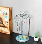 Golden Turquoise Bird Rotating Necklace Holder Bracelet Stand/Jewelry Organizer/Jewelry Tree - color: Golden Turquoise
