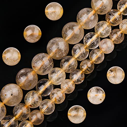 Natural Crystal Beads Golden Rutilated Quartz 8mm Polished Round Smooth Gemstone Beads for Jewelry Making Adults 15 Inch(Golden Rutilated Quartz,8mm) - color: Golden Rutilated Quartz, size: 8mm