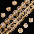 Natural Crystal Beads Golden Rutilated Quartz 8mm Polished Round Smooth Gemstone Beads for Jewelry Making Adults 15 Inch(Golden Rutilated Quartz,8mm) - color: Golden Rutilated Quartz, size: 8mm