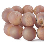 RUBYCA Round Dyed Electroplated Druzy Agate Quartz Crystal Gemstone Beads (1 Strand, Coffee, 8mm) - color: Coffee, size: 8mm