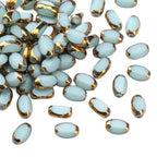 Glass Rice Beads Peacock Green 4x6mm 50pcs Faceted Oval Golden Edge Crystal Loose Beads for DIY Craft Jewelry Making - color: Peacock Green