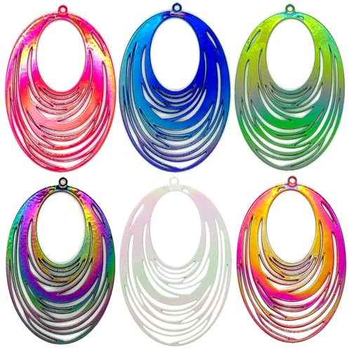 Dazzling Colorful Filigree Charms Hollow Out Multicolor Geometric Filigree Pendants for DIY Jewelry Making Earrings Necklaces Components - color: Ellipse-1