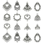 KitBeads 60pcs 10 Styles Chandelier Connector Charms Tinetan Chandelier Earring Components Hollow Vintage Filigree Charms for Jewelry Making