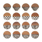 FASHEWELRY 16Pcs Flat Round Wood Resin Earrings Charms 35mm Round Wooden Earring Blanks Charms 4 Styles Wooden Earring Findings for Jewelry Making - color: Flat Round-4 Styles-Mixed Pattern