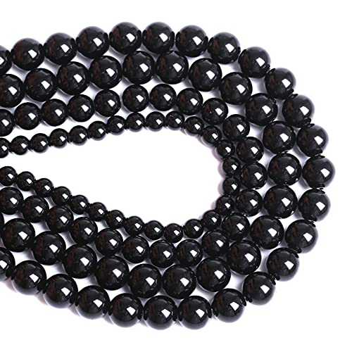 6mm 66pcs Natural Black Agates Onyx Stone Beads Smooth Round Loose Spacer Beads for Jewelry Making DIY Bracelets 15" - color: Black Agate, size: 6mm