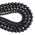 4mm 93pcs Natural Black Agates Onyx Stone Beads Smooth Round Loose Spacer Beads for Jewelry Making DIY Bracelets 15" (Black Agate, 4mm) - color: Black Agate, size: 4mm