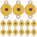30pcs Enamel Flower Charms Connectors Links Yellow Alloy Floral Sunflower Daisy Flower Dangle Pendants with Double Loops for DIY Bracelet Earring Necklace Jewelry Making