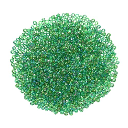 uxcell 2000 Pcs Glass Seed Beads Bulk, 2mm Mini Glass Bugle Beads for DIY Earrings, Necklaces, Bracelets, Jewelry Making, Dark Green - color: Dark Green, size: 2mm