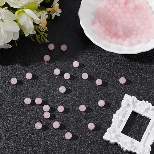 1 Box 6MM 120PCS Natural Rose Quartz Beads with Hole Round Pink Crystal Energy Power Chakra Power Stone Gemstone Reiki Loose Spacer Bead Bulk for Jewelry Making Bracelet Necklaces DIY Craft