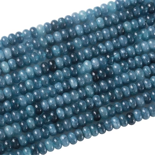76pcs 5x8mm Natural Stone Apatite Rondelle Spacer Loose Beads Abacus Disk Stone Round Loose Gemstone Beads for Jewelry Making DIY Bracelet Necklace - color: Apatite Stone