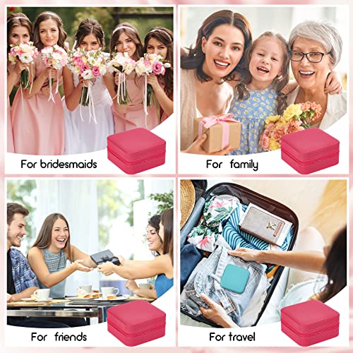 Taiyin Travel Jewelry Case, Bridesmaid Gifts Mini Jewelry Organizer, PU Leather Portable Earring Box for Women Girls - color: Rosy