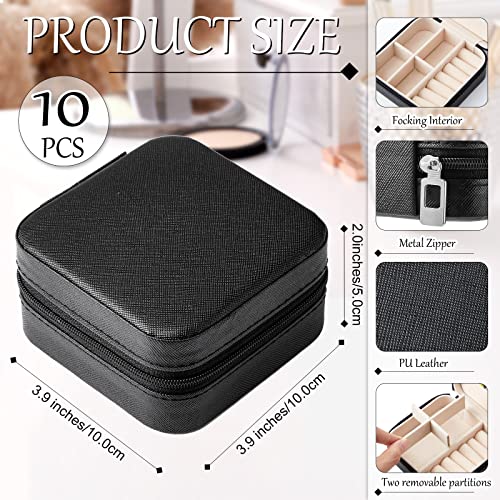 10 Pcs Travel Jewelry Case Bridesmaid Gift Boxes Jewelry Travel Organizer With Mirror Small Jewelry Box Mini Storage Organizer Box for Women Girls Earrings Rings Necklaces - color: Black