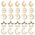 Brass 18k Gold Plated Charms Brass Pave Cubic Zirconia Charms Real 18k Gold Plated Charm Assorted Crystal Sun Star Moon Charm for Bracelet Earring Jewelry Making - size: 19.5mm