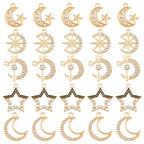 Brass 18k Gold Plated Charms Brass Pave Cubic Zirconia Charms Real 18k Gold Plated Charm Assorted Crystal Sun Star Moon Charm for Bracelet Earring Jewelry Making - size: 19.5mm