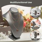 Novel Box Silver Leatherette Stand Jewelry Necklace Display 7.5x4x11 Inches - Freestanding Travel Necklace Holder Stand - Necklace Mannequin Organizer Stands - Necklace Displays Large - color: Silver Leatherette, size: Large