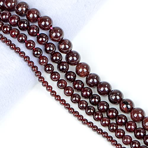 AD Beads Natural Gemstone Round Loose Beads 15" for Bracelet Necklace Earrings Jwelery Making Crafts DIY (4mm, Dark Red Garnet) - color: Dark Red Garnet, size: 4mm