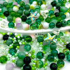 8mm Glass Beads, 580Pcs Crystal Bead, Starfish, Shell Shaped and Seed Beads, Green Assorted Round Crystal Loose Bead for St. Patrick's Day, Jewelry Making, DIY Craft - size: 8mm