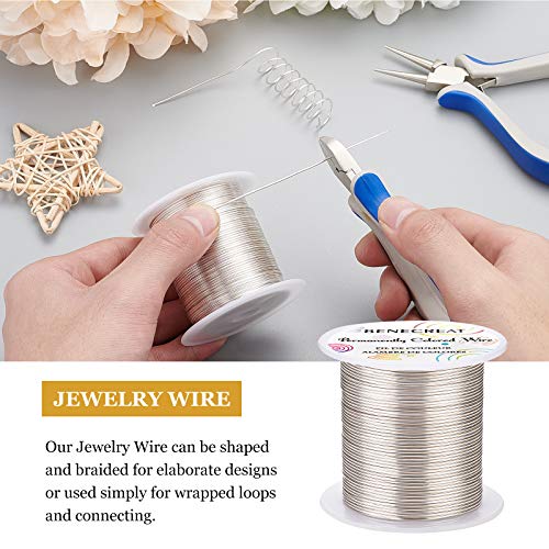 BENECREAT 18 Gauge 32 Yards Tarnish Resistant Silver Wire Jewelry Beading Wire for Beading Wrapping and Other Jewelry Craft Making - color: Silver, size: 18 Gauge