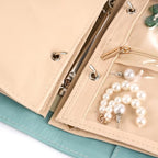 Travel Jewelry Binder Organizer Ring Binders - Jewelry Boxes PU Leather Case with Zipper Velvet Jewelry Pouch Bags for Daily Use & Gifting - Mint Green - color: Flatpattern_mint Green