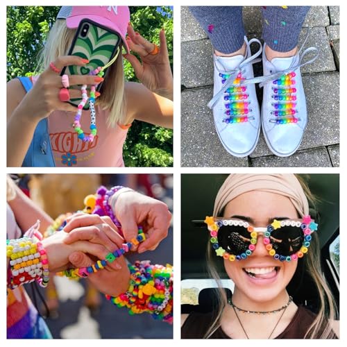 QUEFE 5 Boxes Bracelet Making Kit 120 Colors Pony Beads Kandi Beads Kit 4700pcs Kandi Starter Kit Rave Beads Friendship Bracelets with Letter Bead Pony Beads Kit for Beginners - color: 120-color
