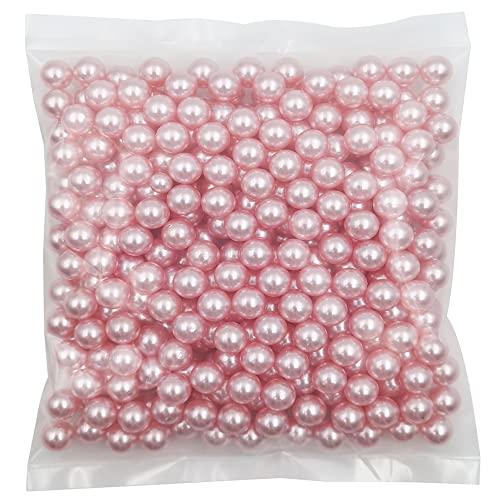 INSPIRELLE 340pcs Pink Undrilled ABS Art Faux Pearls for Vase Fillers, 12mm No Hole Makeup Beads to Hold Lipstick Eyeliner, Imitation Round Pearl Beads for Table Scatter Home Wedding Decoration - color: Pink, size: 12mm