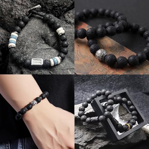 Yochus 60pcs Volcanic Rock/Black Lava Rock Beads，6mm Healing Power Natural Stone Round Loose Beads for Jewelry Making Earring Necklace DIY Crafts - color: Black Volcanic Lava Stone, size: 6mm 60beads