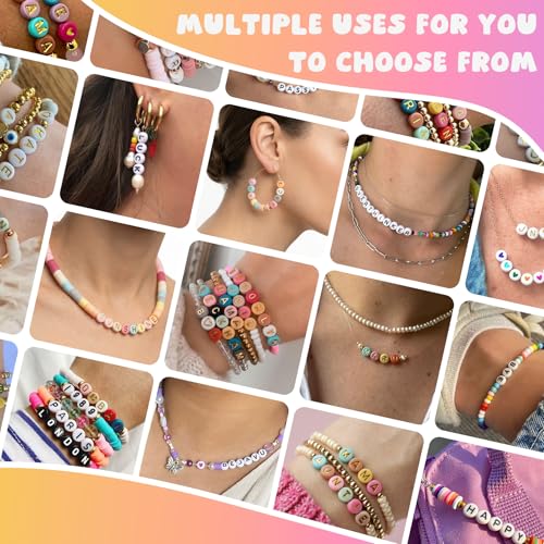 Gionlion 1200+Pcs Round Letter Beads for Bracelet Making, Acrylic Alphabet Beads for Jewelry Making, DIY Friendship Bracelets with 4x7mm Glow in The Dark Beads with Colorful Letters - color: Glow in The Dark