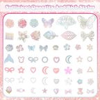 Cynailli 350 Pcs Junk Case Charms 3D Resin ABS Rose Flower Bows Butterfly Charm with Bows Moon Heart Pearls Fun Beads Flatback Resin Charms for Craft DIY-S4 - color: color-S4