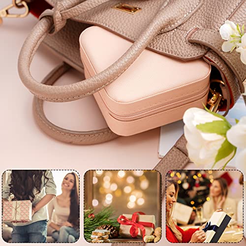 Neveika Portable Travel Mini Jewelry Box Leather Jewellery Ring Organizer Case Storage Gift Box Girls Women (pink). - color: pink
