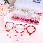 DUQGUHO Valentine's Day Beads for Jewelry Making, 8mm Red Pink White Glass Beads for Bracelet, Heart Beads Gold Bead and Sweet Heart Charms for Bracelet Necklace Crafts DIY 580PCS - color: 14-Red Pink White