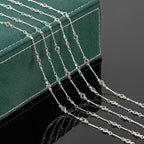 UMAOKANG 16.4 Feet Colorful Crystal Necklace Chain for Jewelry Making Silver Plated Brass Bar Chain Roll with Jump Rings and Lobster Clasps - color: Silver Bar Crystal